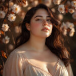 Женщина на фоне нежных осенних оттенков, символ мечтательности и глубокой эмоциональности в любви