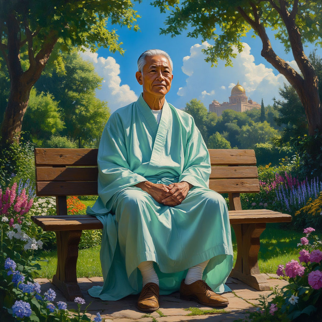 Мудрый и спокойный человек с символами знака Рак, успешная карьера и гармония