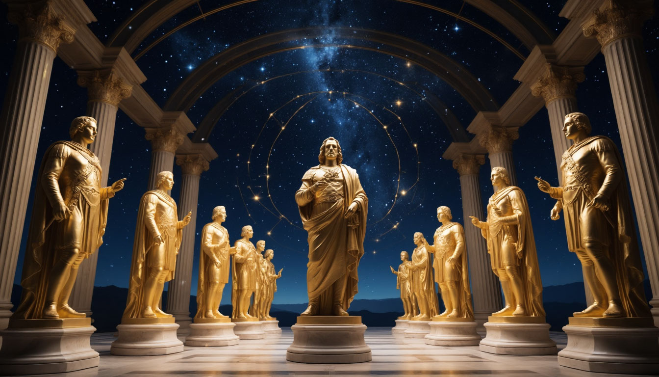 Золотые статуи великих исторических личностей, рожденных в мае