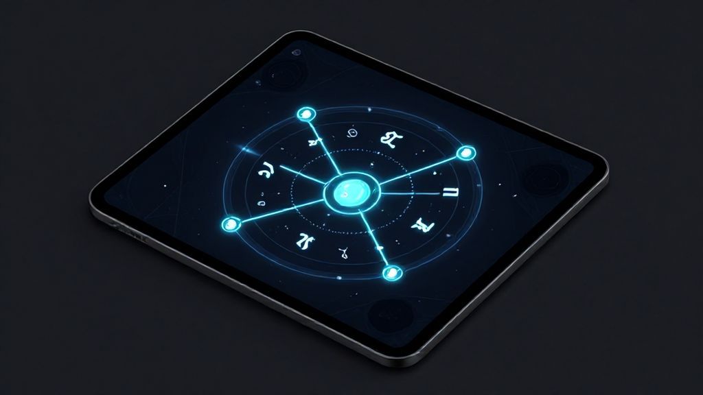 Современная цифровая натальная карта на планшете