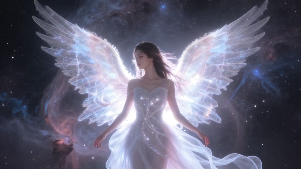 Символическое изображение ангельской души в космическом пространстве