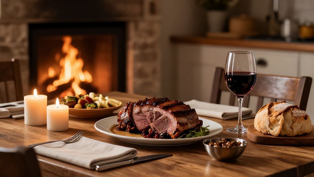 уютный ужин в домашней обстановке для мужчины тельца