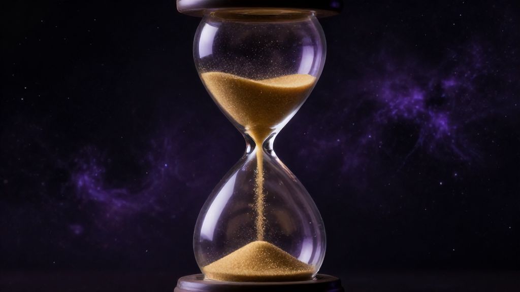 Песочные часы с песком текущим вверх как символ пересмотра времени и событий